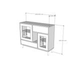  HAPPY FURNITURE , Tủ lưu trữ 2 ngăn kéo 2 cửa mở chân sắt - ROTAN , TCM_132 , 100cm x 30cm x 80cm 