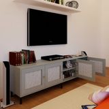  HAPPY FURNITURE , Kệ TV 4 cánh mở chân sắt - ROTAN , KTV_035 , 180cm x 40cm x 54cm 