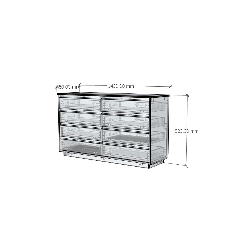  HAPPY FURNITURE , gỗ tự nhiên , Tủ lưu trữ 8 ngăn kéo - GALI , THK_177 , 140cm x 45cm x 82cm 