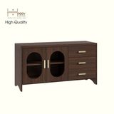  HAPPY FURNITURE , Kệ TV 2 cửa kính 3 ngăn kéo - CHEVY, KTV_077 , 120cm x 40cm x 64cm DxRxC 