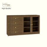  HAPPY FURNITURE , Tủ lưu trữ cửa kính 4 ngăn kéo - JOVIE , TCM_163 , 140cm x40cm x 82cm 