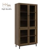  HAPPY FURNITURE , Kệ sách 5 tầng cửa kính đèn Led chân sắt -  CATY , KSA_020_LED , 90cm x 39cm x 180cm 