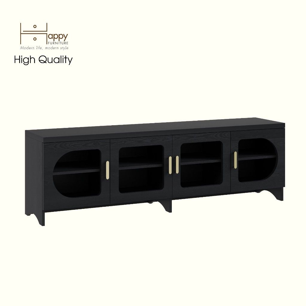  HAPPY FURNITURE , Kệ TV 4 cửa kính - CHEVY, KTV_079 , 180cm x 40cm x 56cm DxRxC 