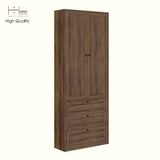  HAPPY FURNITURE , MATTA - Kệ sách 6 tầng 3 ngăn kéo 2 cửa mở , KSA_069 , 80cm x 28cm x 200cm DxRxC 