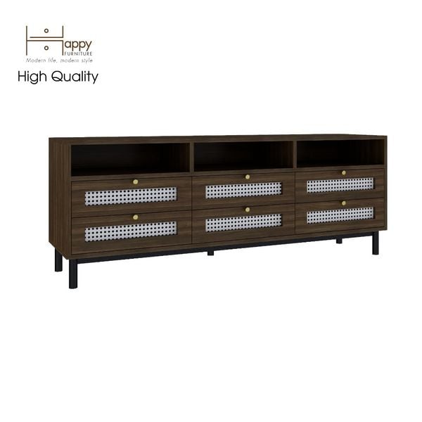  HAPPY FURNITURE , Kệ TV 6 ngăn kéo chân sắt - ROTAN , KTV_034 , 150cm x 40cm x 57cm 