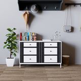 HAPPY FURNITURE , Tủ lưu trữ 6 ngăn kéo chân sắt - TAKO , THK_133 , 120x45x75cm 