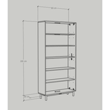  HAPPY FURNITURE  , Kệ sách 6 tầng tích hợp đèn LED chân sắt - CATY , KSA_015_LED , 90cm x 30cm x 180cm 