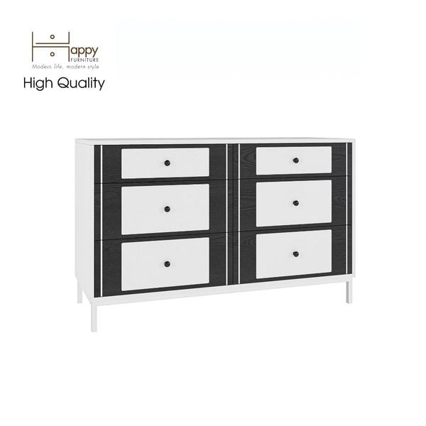  HAPPY FURNITURE , Tủ lưu trữ 6 ngăn kéo chân sắt - TAKO , THK_133 , 120x45x75cm 