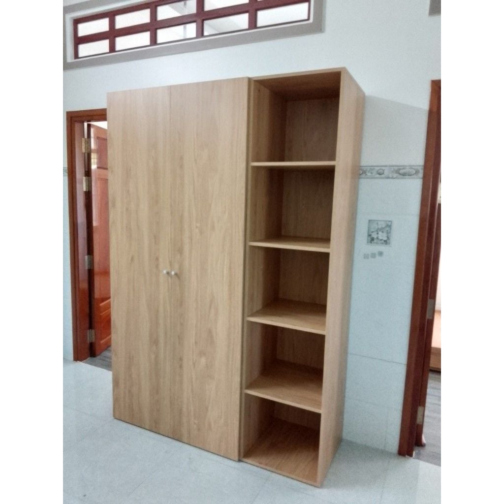 HAPPY FURNITURE , Tủ quần áo 2 cánh mở kết hợp kệ - SCANDINA , TCM_098 , 150cm x 55cm x 220cm 