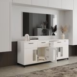  HAPPY FURNITURE , Tủ lưu trữ 4 ngăn kéo 4 cửa mở chân sắt - LOUIS , TCM_031 ,  168cm x 36cm x 66cm 