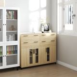  HAPPY FURNITURE , Tủ lưu trữ 4 ngăn kéo 3 cửa mở chân sắt - LOUIS , THK_060 , 126cm x 36cm x 104cm 