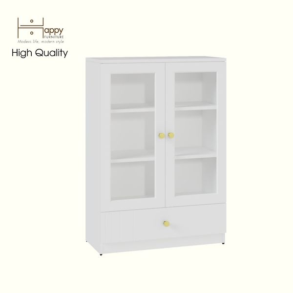  HAPPY FURNITURE , Tủ lưu trữ cửa kính 1 ngăn kéo - JOVIE , TCM_162 , 70cm x 32cm x 100cm 