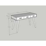  HAPPY FURNITURE , Bàn làm việc 3 ngăn chân gỗ chéo - OSRI , BAN_003 , 120cm x 50cm x 75cm 