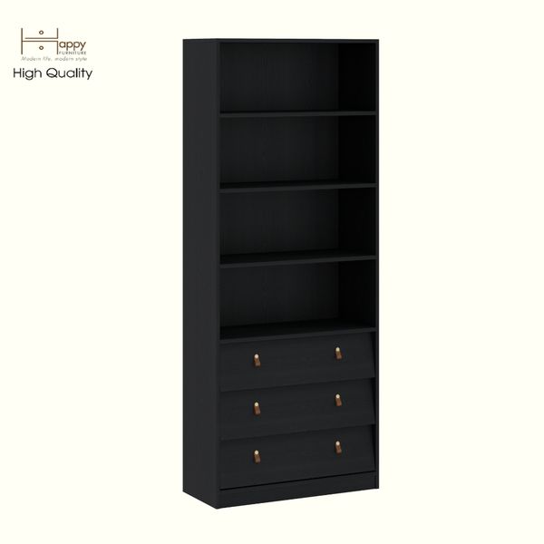  HAPPY FURNITURE , Kệ sách 3 ngăn kéo - CALYN , KSA_106 , 80cm x 35cm x 200cm DxRxC 