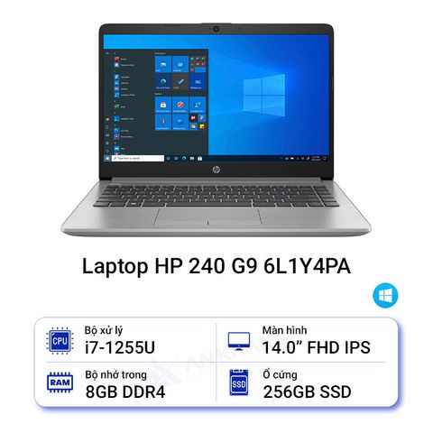 Laptop HP 240 G9 6L1Y4PA Core i7-1255U/8GB/256SSD/14.0FHD/W11SL/BẠC