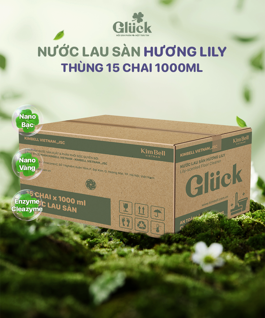  Một thùng (25 chai) Nước Lau Sàn Công Nghệ Sinh Học Glück Hương Lily 