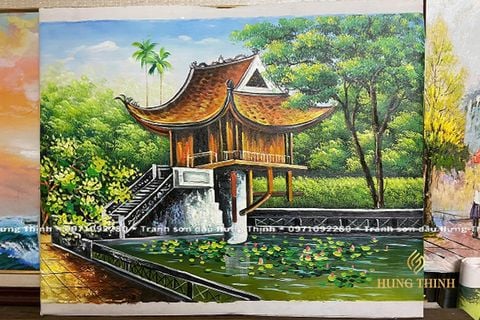 Tranh Sơn Dầu Chùa Một Cột AS10022