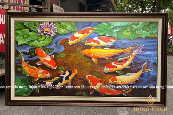 Tranh Sơn Dầu Cửu Ngư Quần Hội LT82539