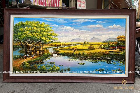 Tranh Sơn Dầu Đồng Quê Vẽ Tay 3D Đẹp HL00060