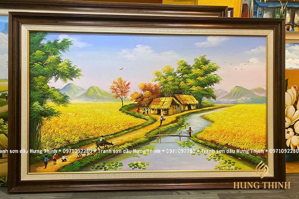 Tranh Sơn Dầu Đồng Quê Thanh Bình Ý Nghĩa HL00054