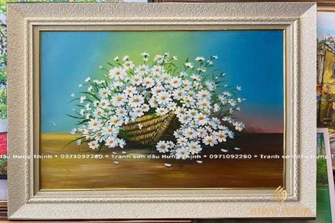 Tranh Sơn Dầu Hoa Cúc Họa Mi Đẹp TT01050