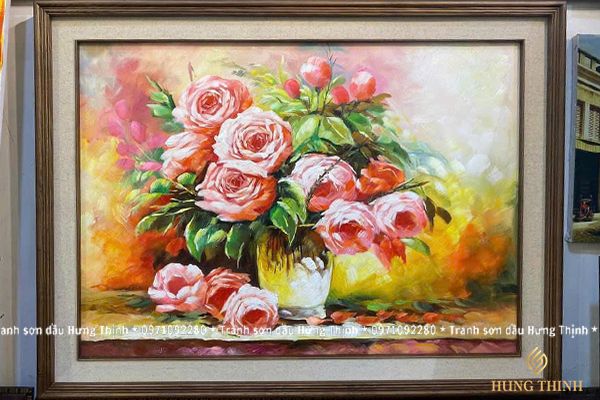 Tranh Sơn Dầu Tĩnh Vật Hoa Hồng Treo Tường RS33325