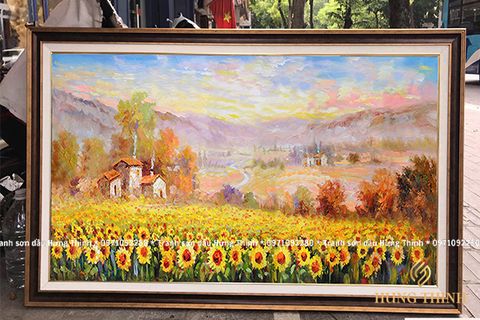 Tranh Sơn Dầu Hoa Hướng Dương Nắng Mai SF990111