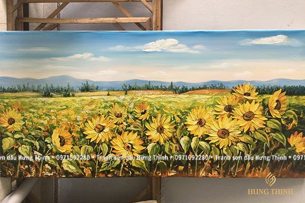 Tranh Sơn Dầu Hoa Hướng Dương Đẹp Mẫu Mới SF990115