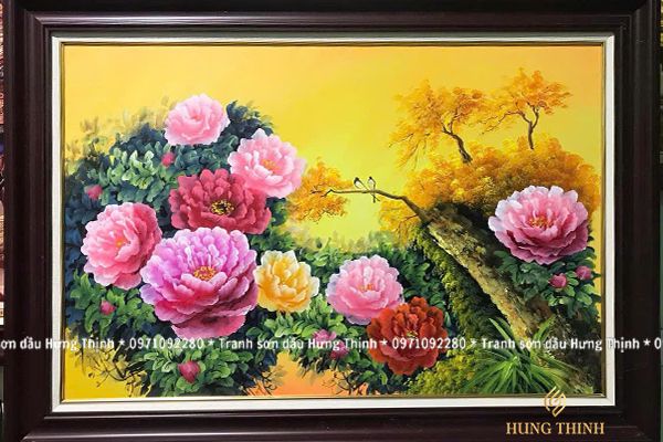 Tranh Sơn Dầu Hoa Mẫu Đơn 3D Đẹp PN880112