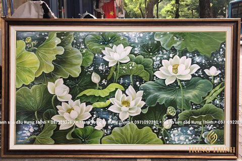 Tranh Sơn Dầu Hoa Sen Nghệ Thuật LT82322