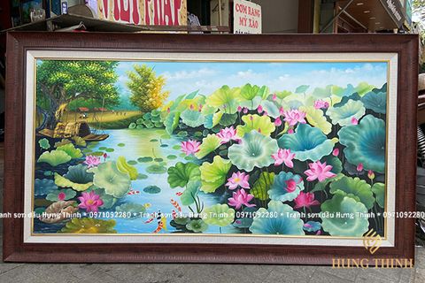 Tranh Sơn Dầu Đầm Hoa Sen Yên Bình LT82327