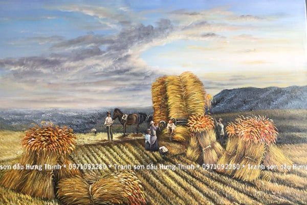 Tranh Sơn Dầu Phong Cảnh Cánh Đồng Lúa Mỳ Châu Âu