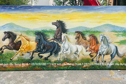 Tranh Sơn Dầu Mã Đáo Thành Công Trên Thảo Nguyên SC66132