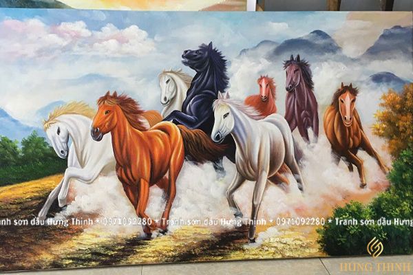 Tranh Sơn Dầu Mã Đáo Thành Công Treo Phòng Khách SC66131