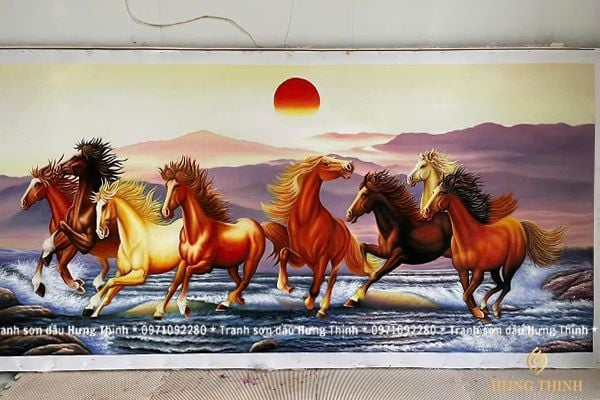 Tranh Sơn Dầu Mã Đáo Thành Công Ngựa Quay Trở Về