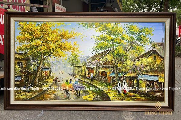 Tranh Sơn Dầu Phong Cảnh Hà Nội 3D Vẽ Tay AS10029