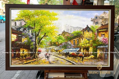 Tranh Sơn Dầu Phong Cảnh Phố Cổ Quà Tặng Treo Tường AS10025