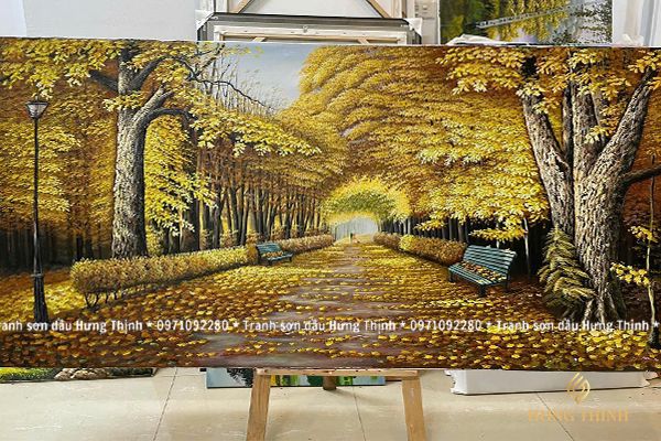 Tranh Sơn Dầu Phong Cảnh Mùa Thu Nghệ Thuật Mẫu Mới LS50528