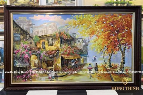 Tranh Sơn Dầu Phố Cổ Hà Nội Mùa Thu AS10015