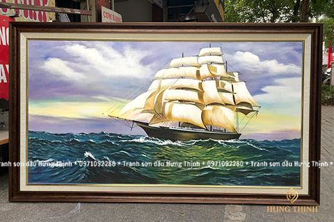 Tranh Sơn Dầu Thuận Buồm Xuôi Gió Vẽ Tay 3D SS86625