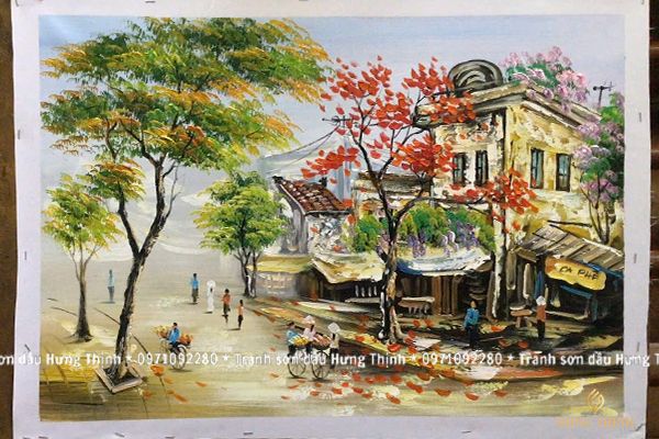 Tranh Sơn Dầu Phong Cảnh Phố Cổ Trang Trí AS10036