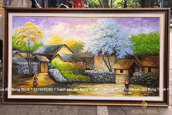 Tranh Sơn Dầu Phong Cảnh Tây Bắc Mùa Xuân LS50446