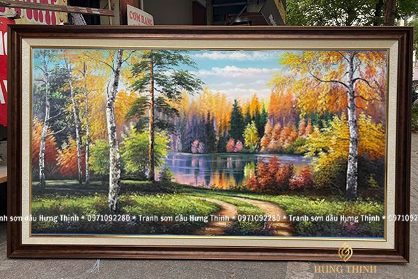 Tranh Sơn Dầu Phong Cảnh Thiên Nhiên Rừng Bạch Dương LS50523