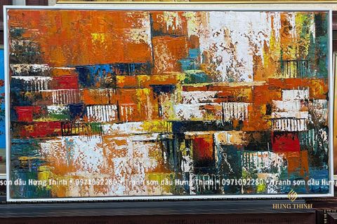 Tranh Sơn Dầu Trừu Tượng 3D Sắc Màu Nghệ Thuật