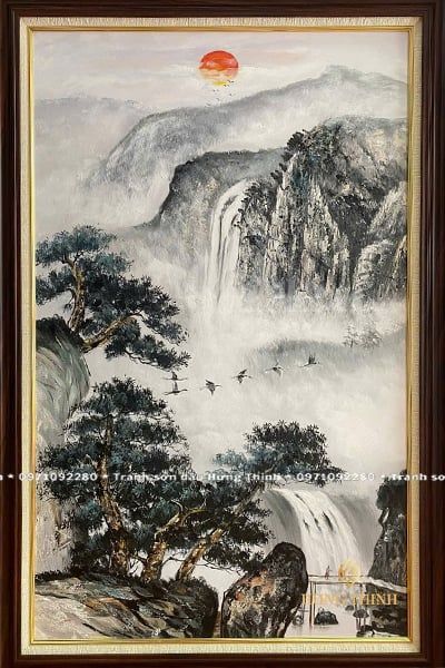 Tranh Sơn Dầu Phong Cảnh Sơn Thủy Hữu Tình Thủy Mặc LS50441