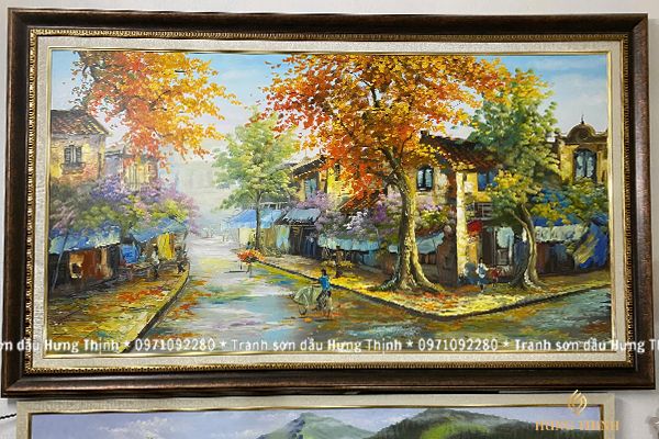 Tranh Sơn Dầu Phố Cổ Hà Nội 3D Vẽ Tuyệt Đẹp AS10041