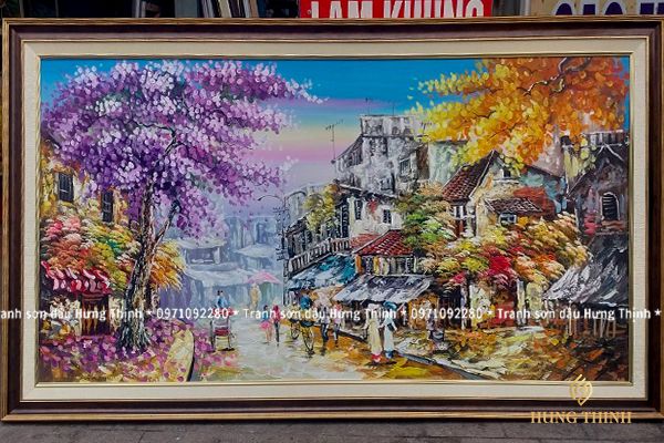 Tranh Sơn Dầu Phố Cổ Hà Nội Treo Tường AS10033