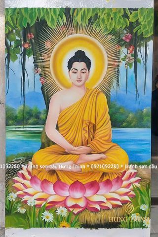 Tranh Sơn Dầu Đức Phật Ngồi Gốc Bồ Đề