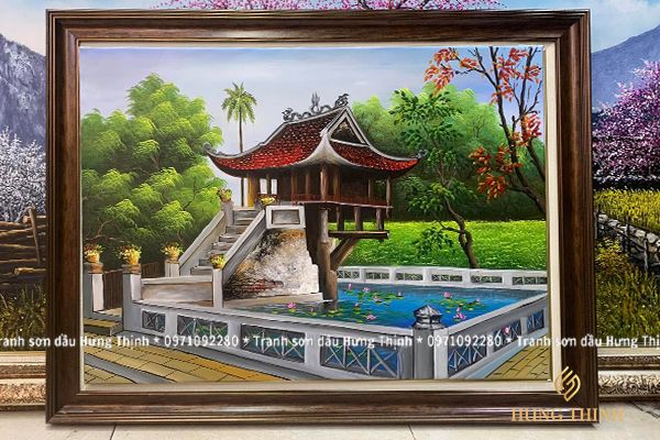Tranh Sơn Dầu Chùa Một Cột Mẫu Đẹp AS10042