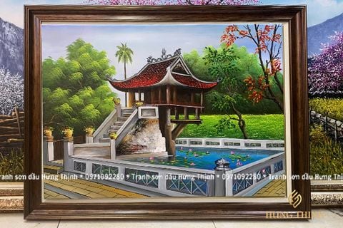 Tranh Sơn Dầu Chùa Một Cột Mẫu Đẹp AS10042